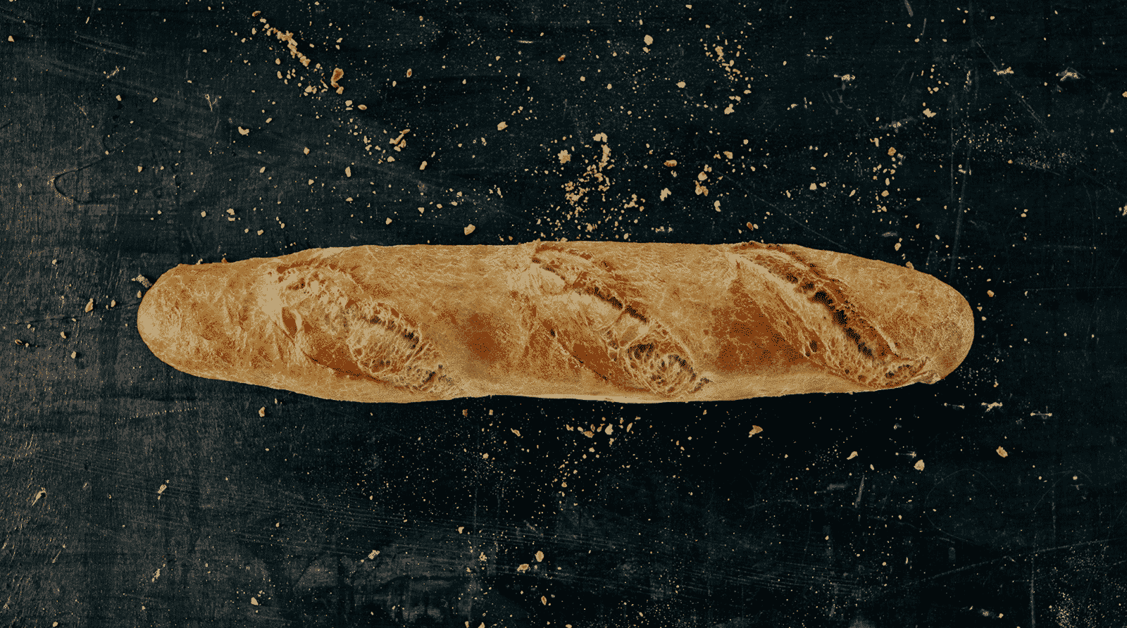 Ein Baguette auf schwarzem Hintergrund für den Markenrelaunch der Bäckerei Ruetz